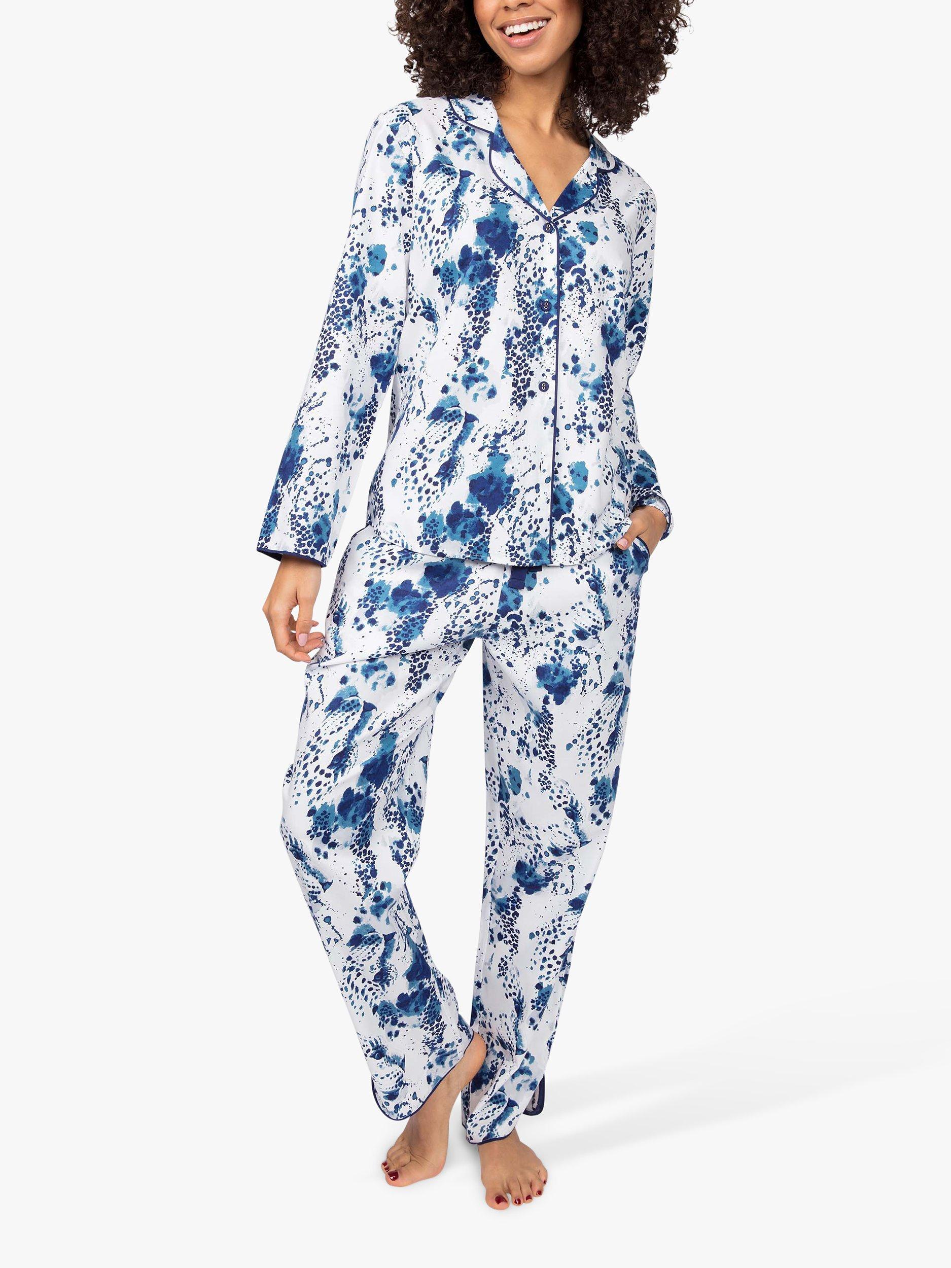 Product image 1 of 4, which shows Cyberjammies Ellie Leopard Print Pyjama Set, Blue Mix, 8