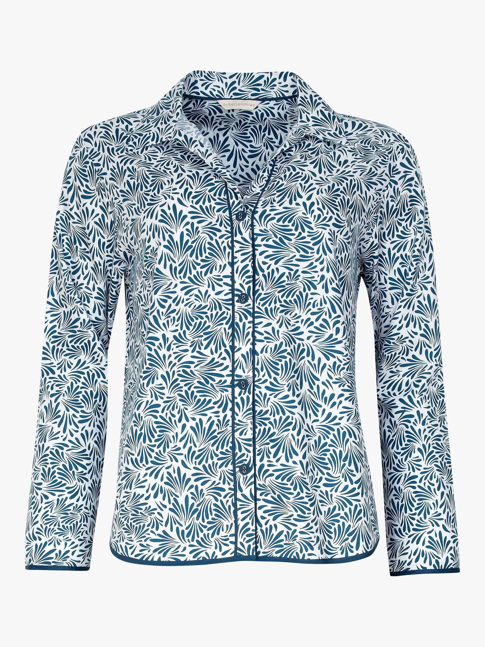 Product image 3 of 5, which shows Cyberjammies Maria Leaf Print Pyjama Set, Teal Mix, 8