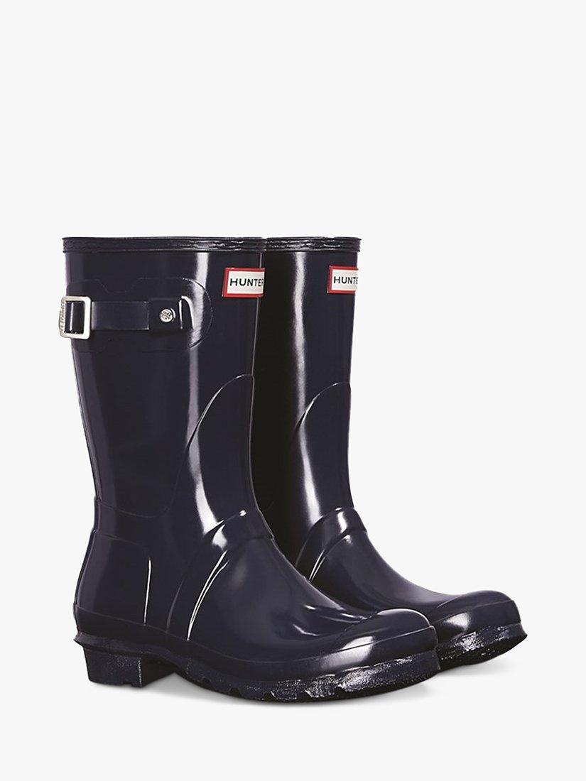 Hunter Original Short Gloss Wellington Boots Navy