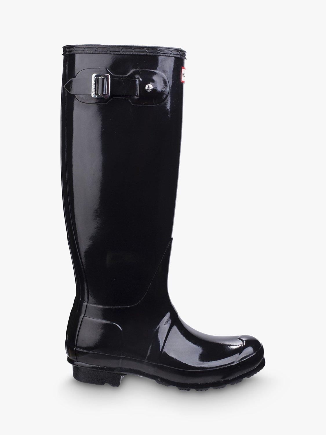 Hunter Original Tall Wellington Boots, Black Gloss, 3