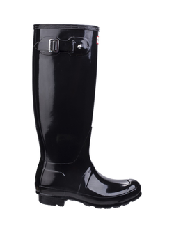 Hunter Original Tall Gloss Wellington Boots, Black Gloss