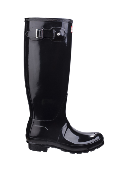 Hunter Original Tall Gloss Wellington Boots, Black Gloss