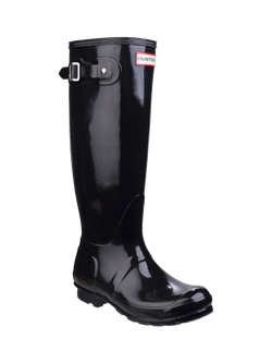 Hunter Original Tall Gloss Wellington Boots - view 2, Black Gloss