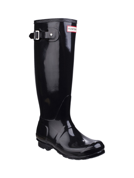 Hunter Original Tall Gloss Wellington Boots - view 2, Black Gloss