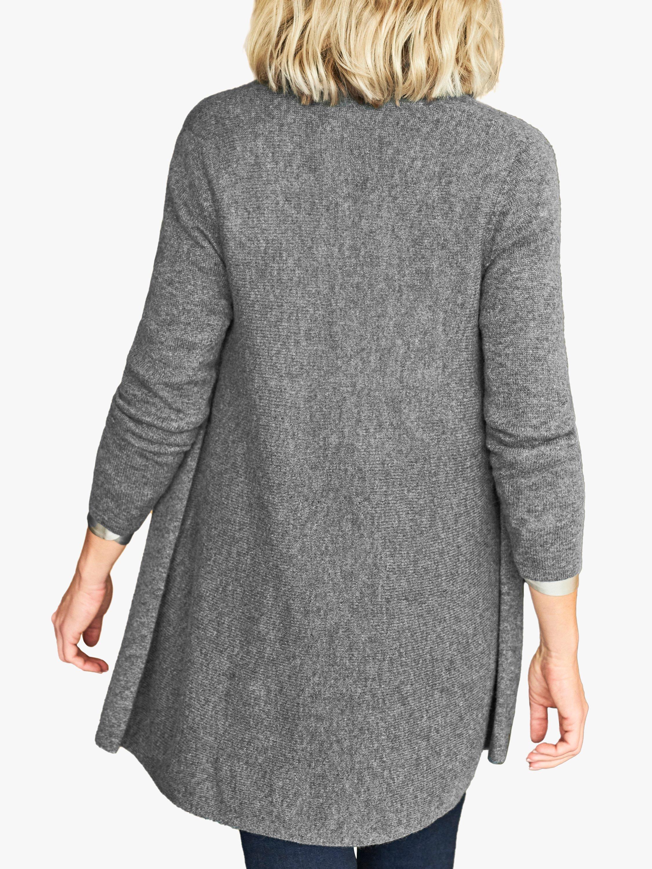 Product image 2 of 3, which shows Pure Collection Gassato Cashmere Swing Cardigan, Soft Charcoal, S