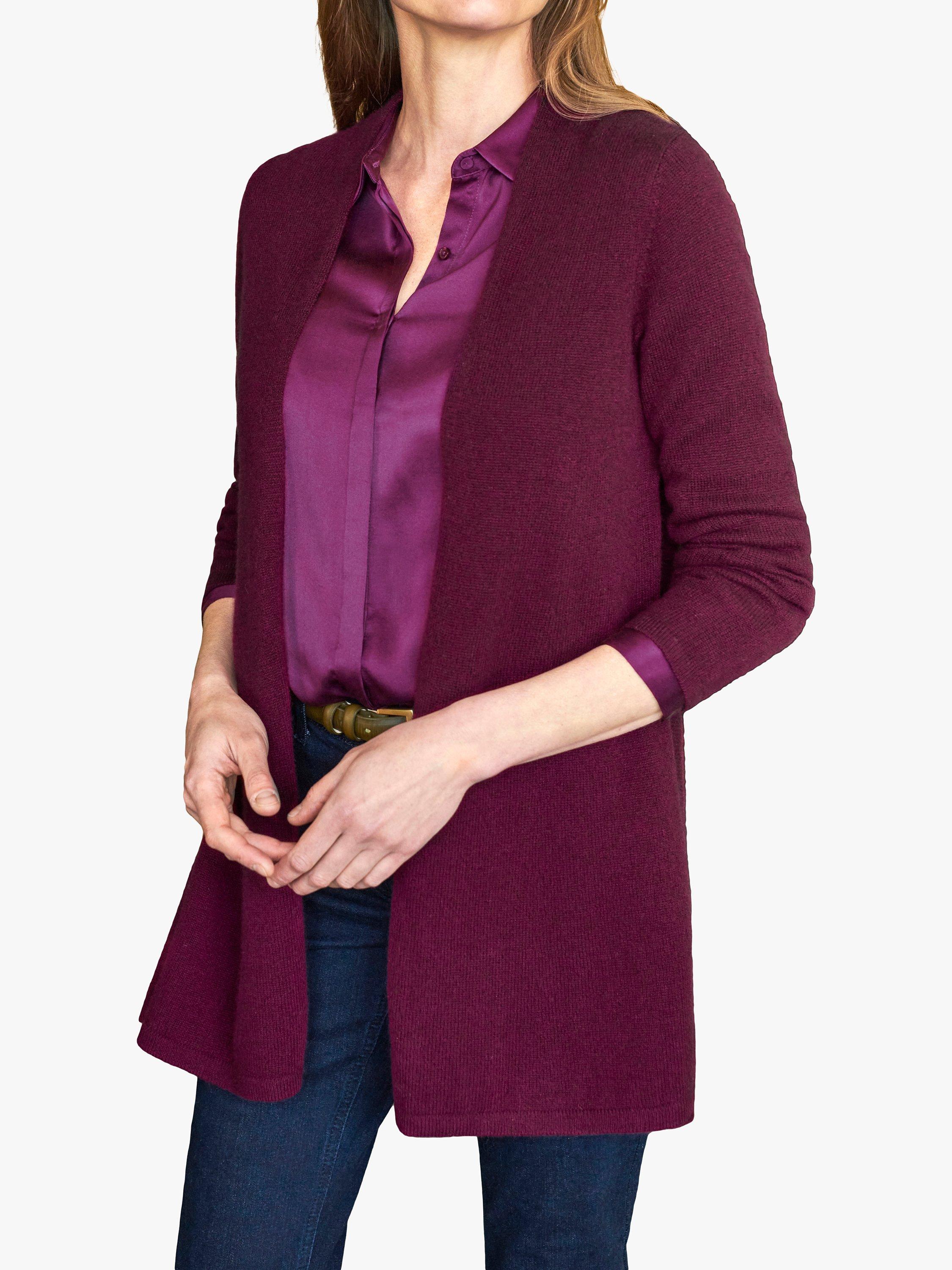 Pure Collection Gassato Cashmere Swing Cardigan Merlot