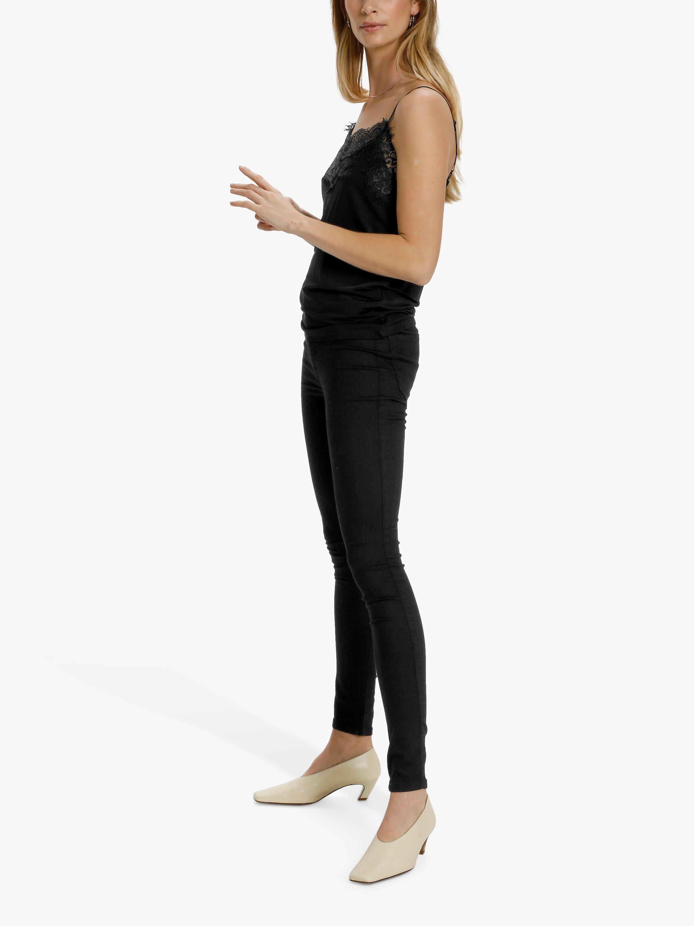 Product image 2 of 6, which shows Soaked In Luxury Clara Lace Trim Camisole, Black, XS