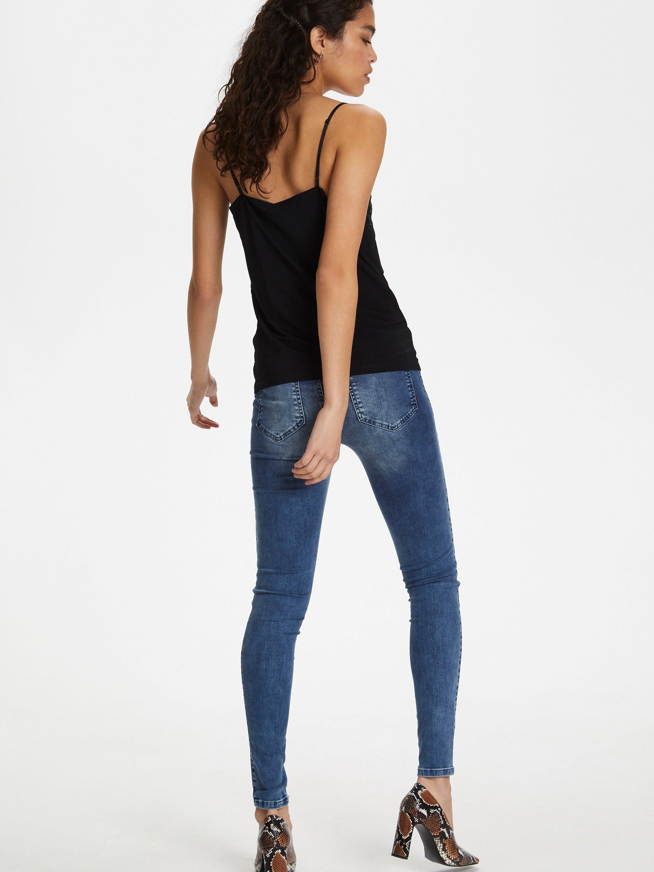 Product image 6 of 6, which shows Soaked In Luxury Clara Lace Trim Camisole, Black, XS