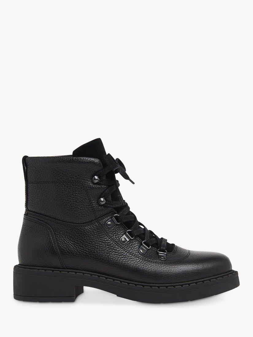 Whistles Alvis Leather Lace Up Ankle Boots, Black, 4