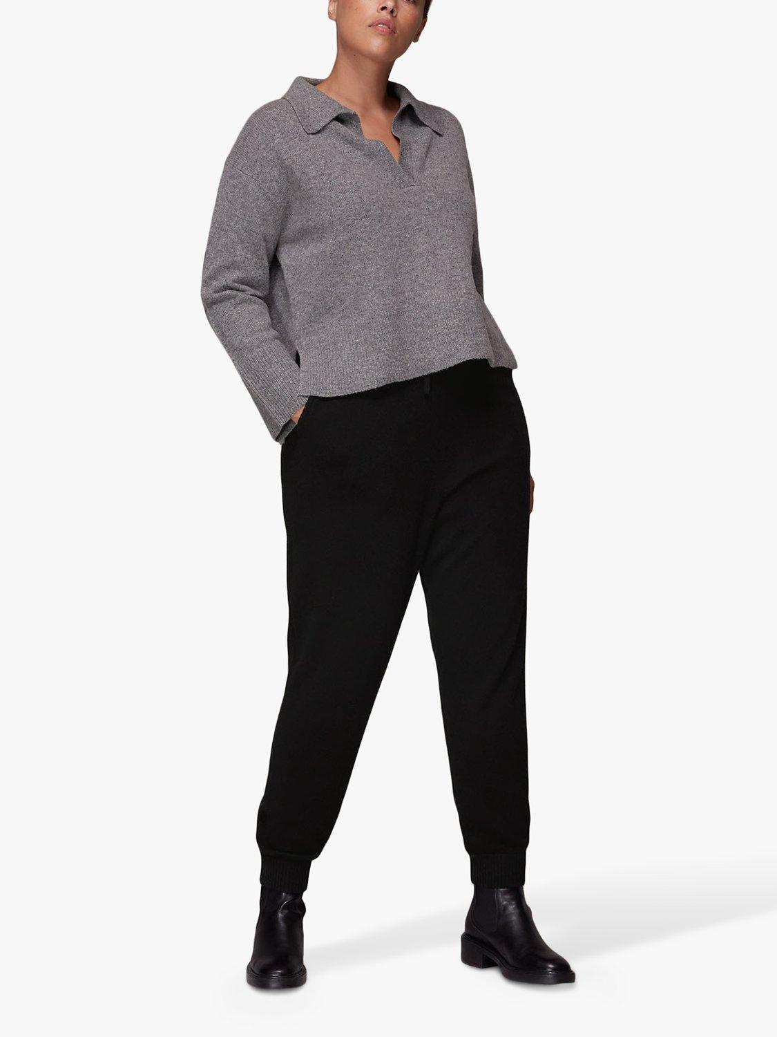 Whistles Cashmere Cuff Jogger Trousers, Black