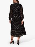 Whistles Dobby Metallic Detail Midi Dress, Black/Multi