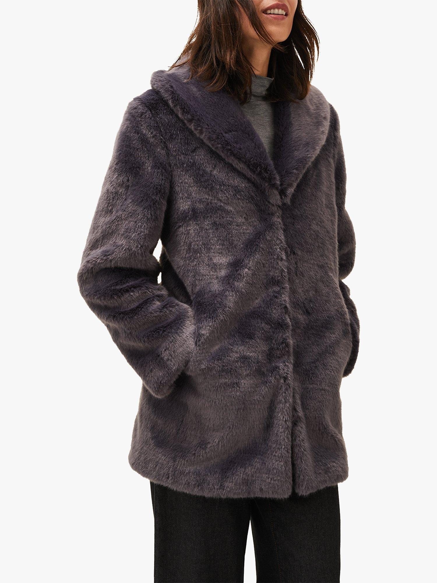 Phase Eight Meg Faux Fur Coat, Smoke