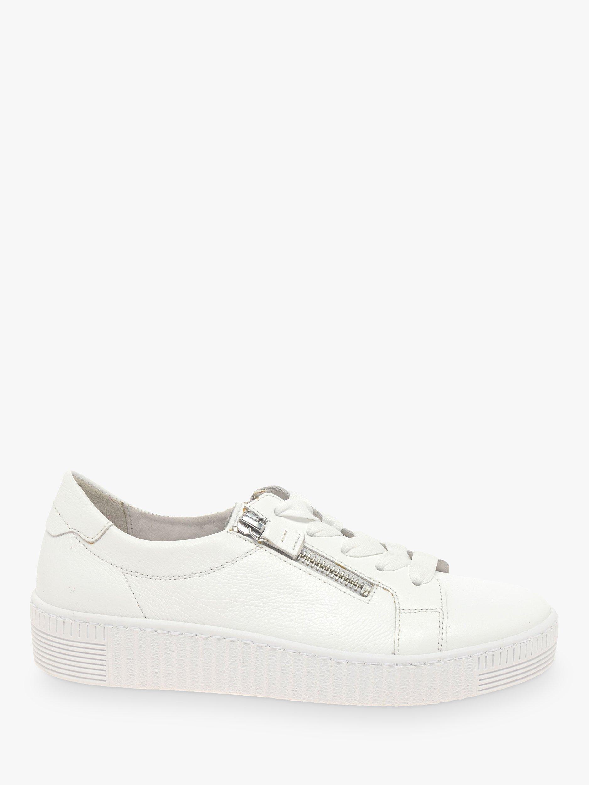 Gabor Wisdom Leather Flatform Trainers White