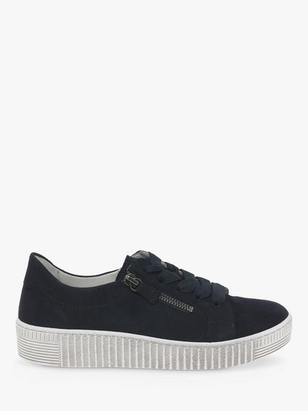 Gabor Wisdom Suede Flatform Trainers, Atlantic