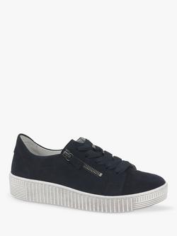 Gabor Wisdom Suede Flatform Trainers - view 2, Atlantic