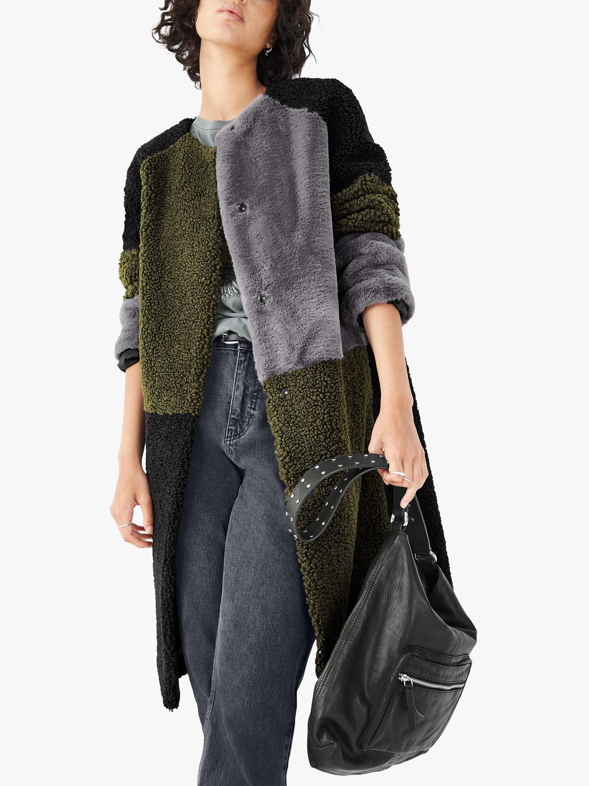 HUSH Patchwork Faux Fur Coat, Ivy/Multi