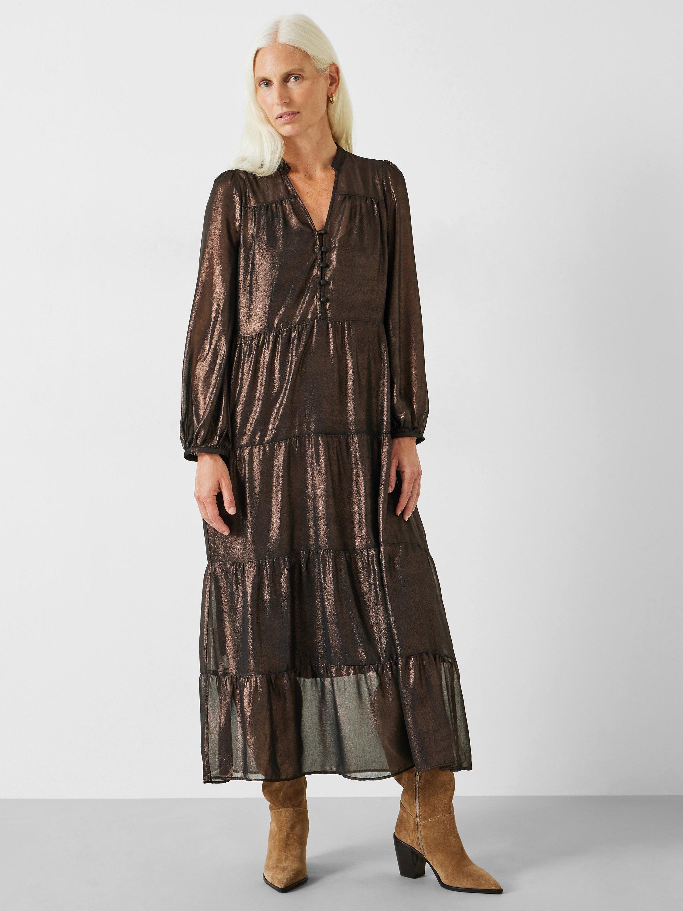 HUSH Metallic Abelia Dress, Bronze