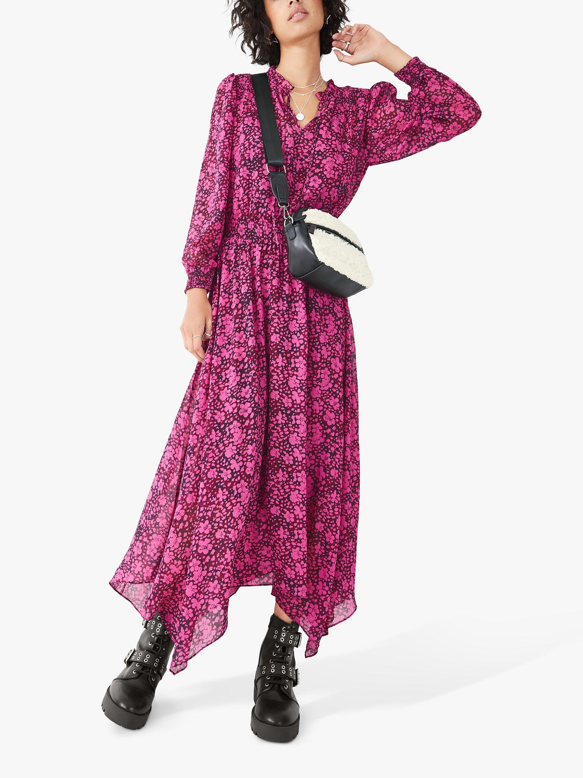HUSH Valerie Floral Midi Dress, Pink