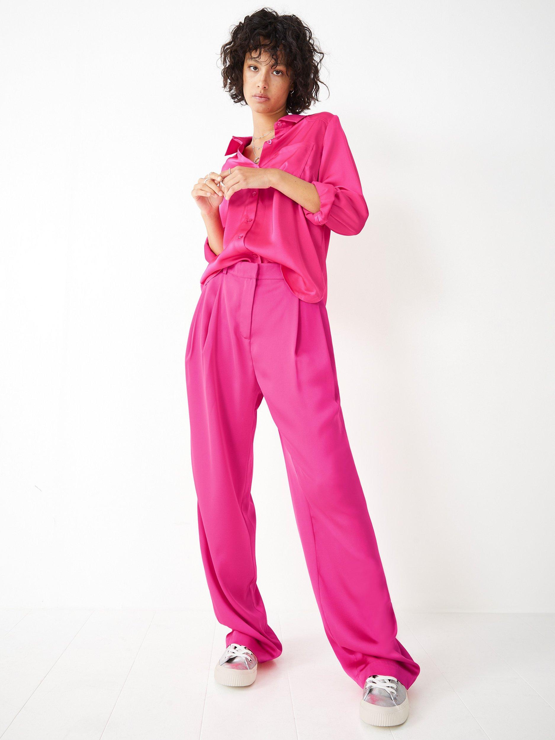 HUSH Celina Wide Leg Trousers, Raspberry, 10