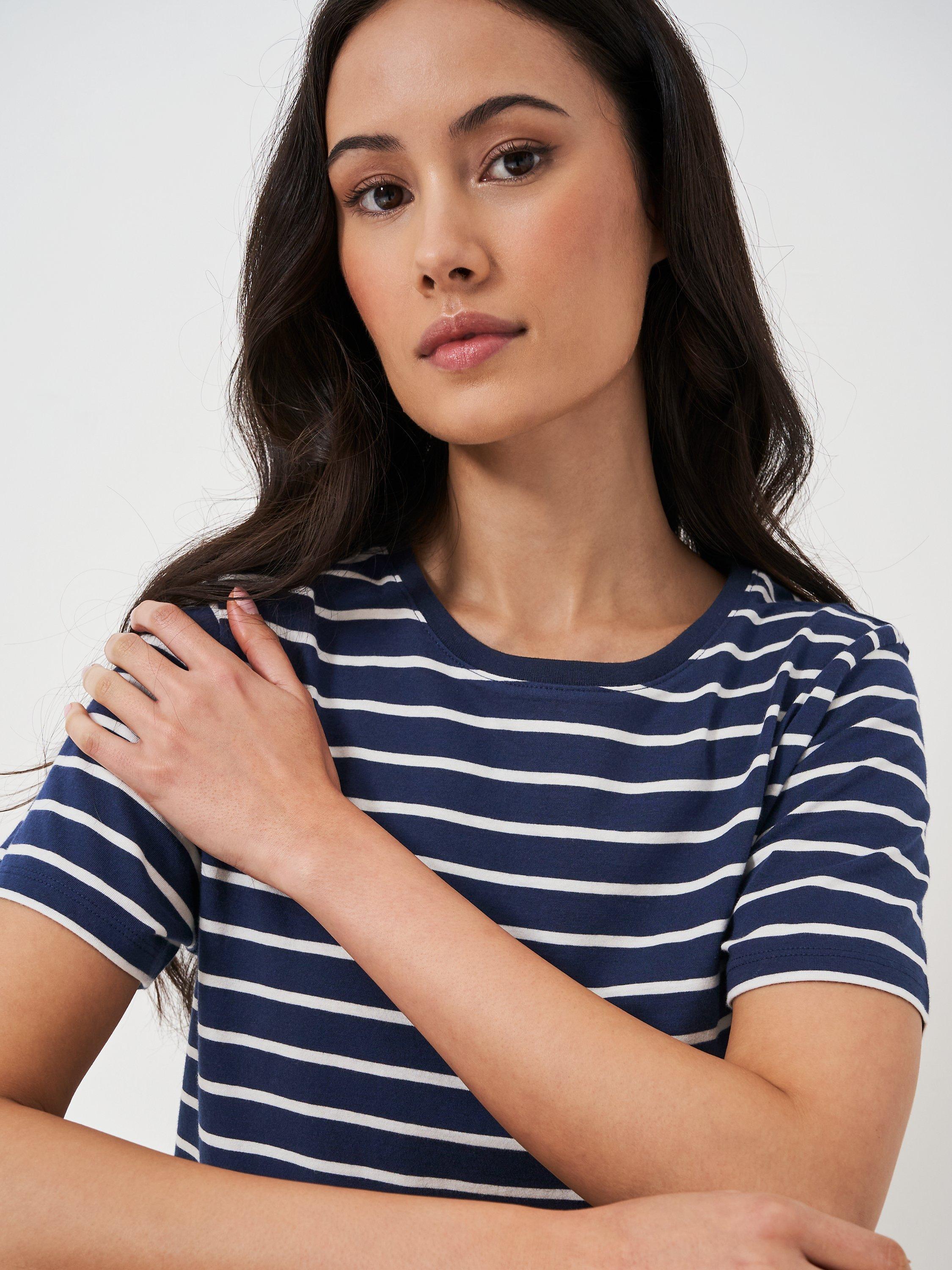 Product image 5 of 5, which shows Crew Clothing Breton Stripe T-Shirt, Dark Blue/Multi, 12