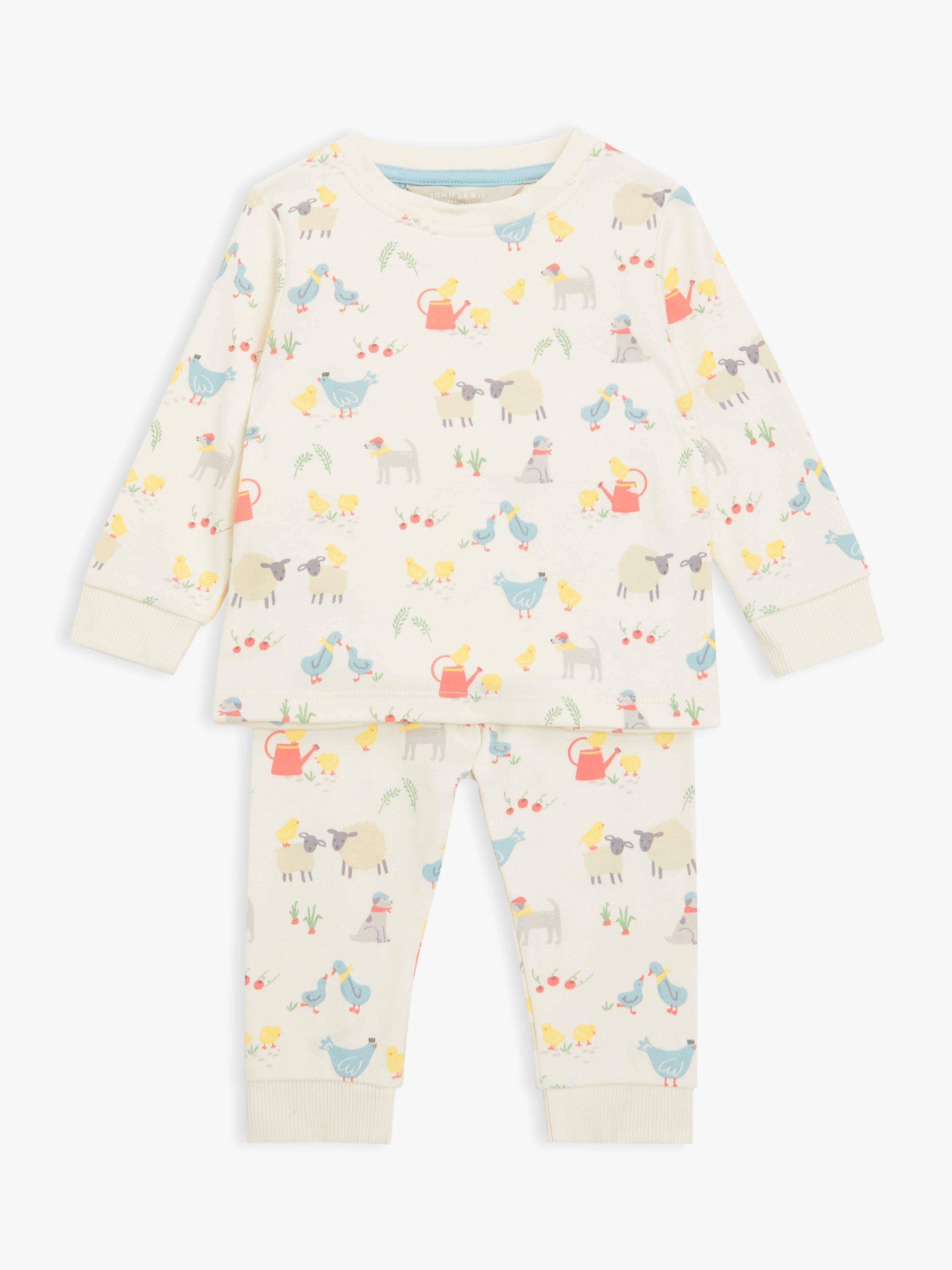 John Lewis Baby Farm Print Pyjama Set, Multi