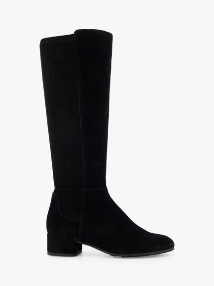 Dune London Tayla Suede Knee High Boots, Black