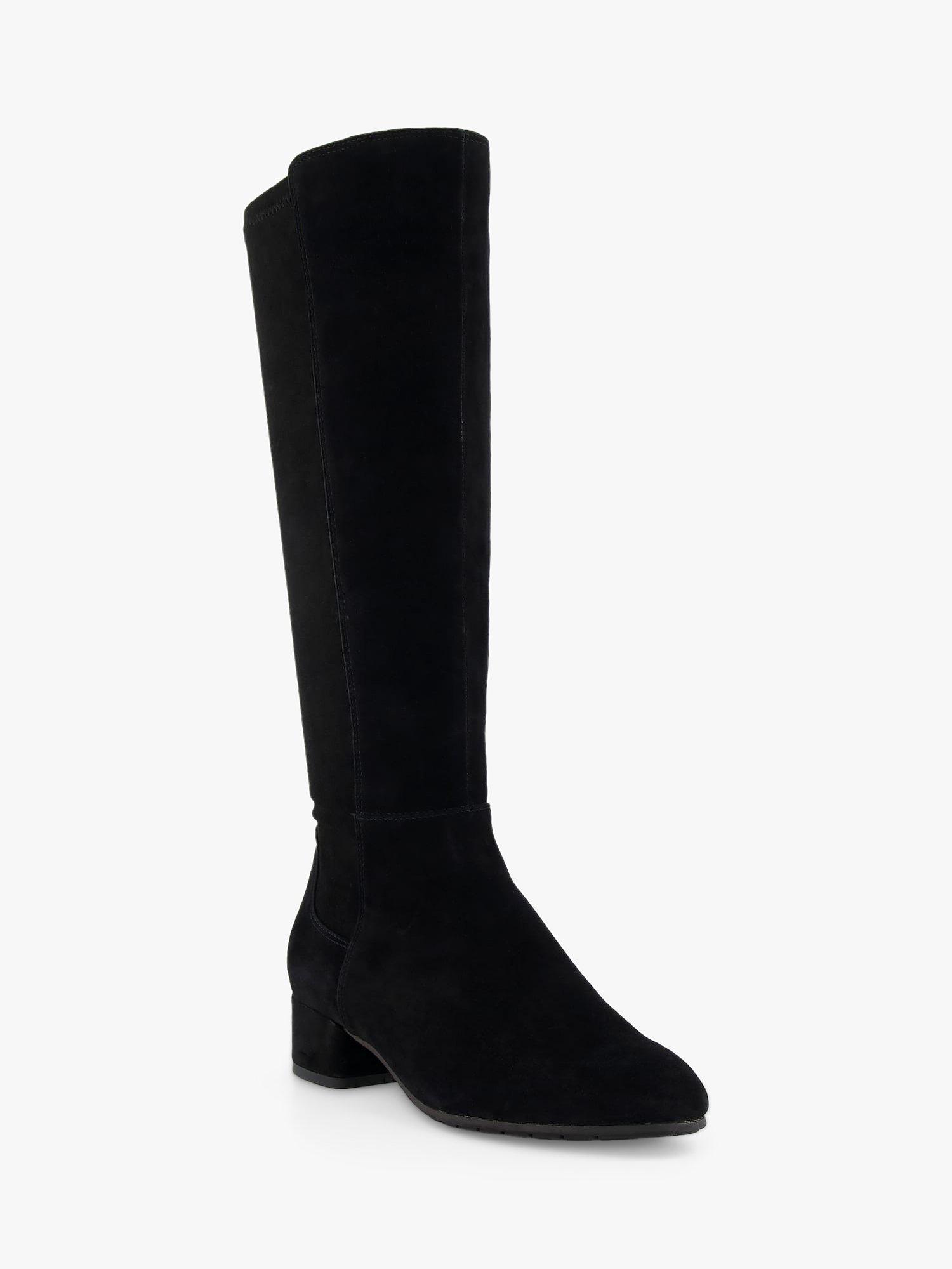 Product image 3 of 5, which shows Dune Tayla Suede Knee High Boots, Black, 3