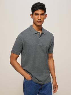 John Lewis Short Sleeve Supima Cotton Jersey Polo Shirt, Charcoal Melange