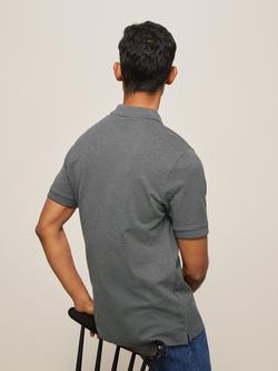 John Lewis Short Sleeve Supima Cotton Jersey Polo Shirt - view 2, Charcoal Melange