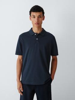 John Lewis Short Sleeve Supima Cotton Jersey Polo Shirt, Navy