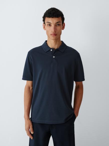 John Lewis Short Sleeve Supima Cotton Jersey Polo Shirt, Navy