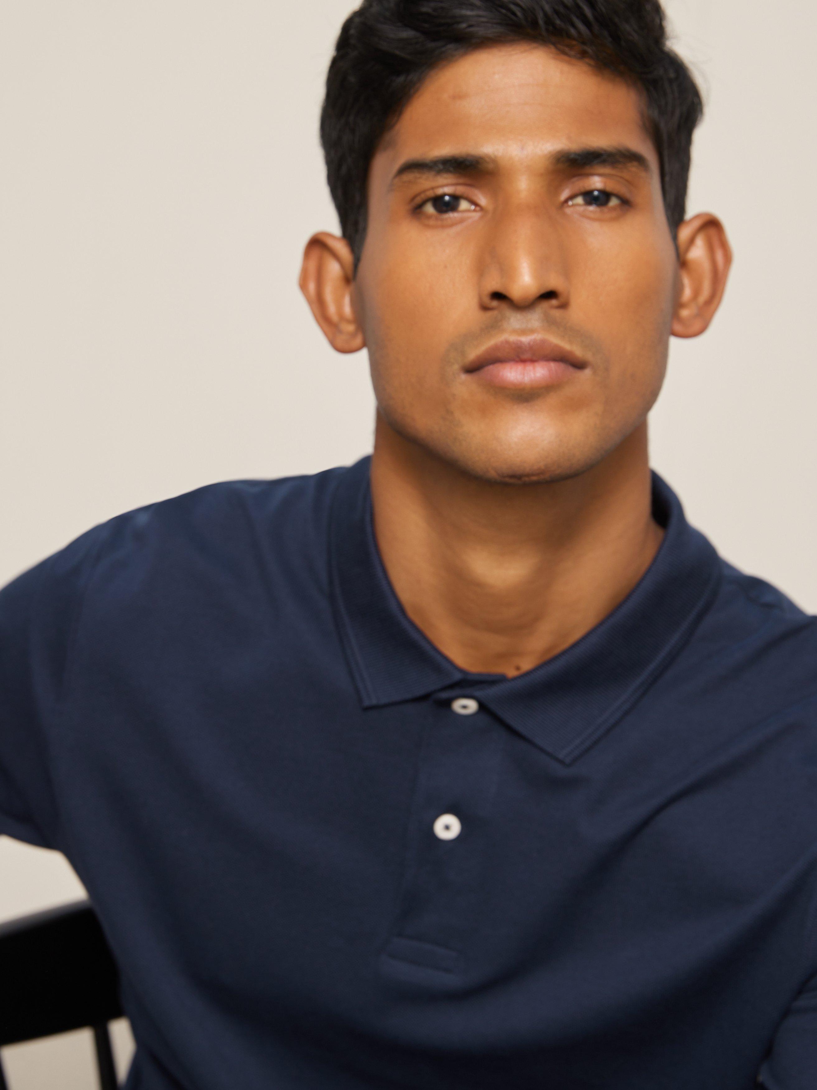 John Lewis Supima Cotton Jersey Polo Shirt, Navy, S