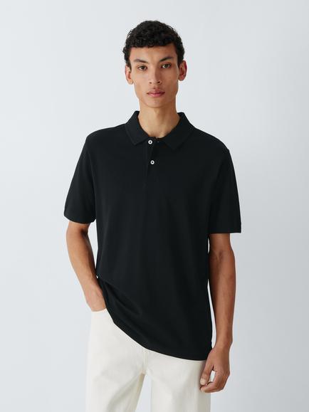 John Lewis Short Sleeve Supima Cotton Jersey Polo Shirt, Black