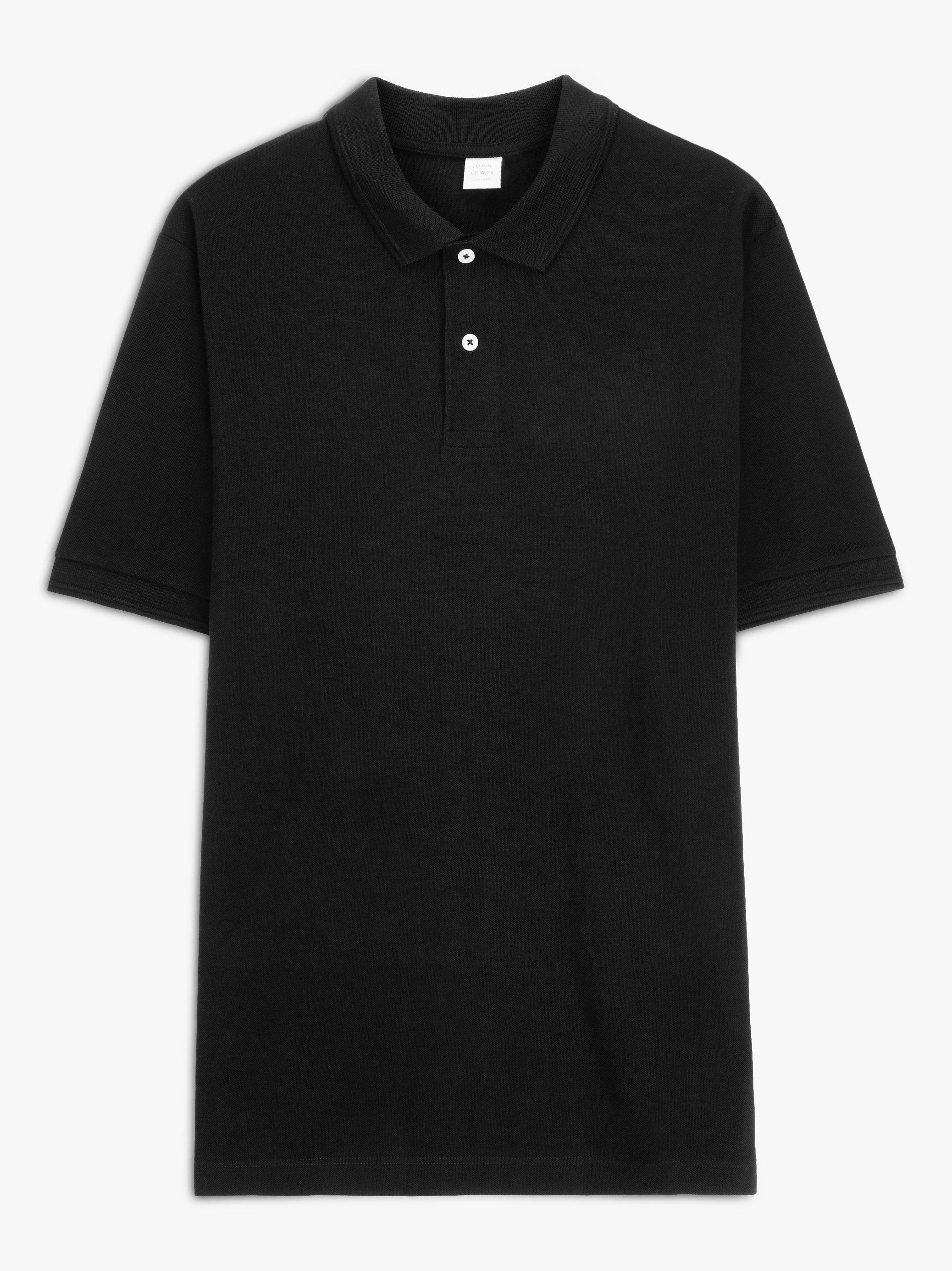 John Lewis Supima Cotton Jersey Polo Shirt, Black, S