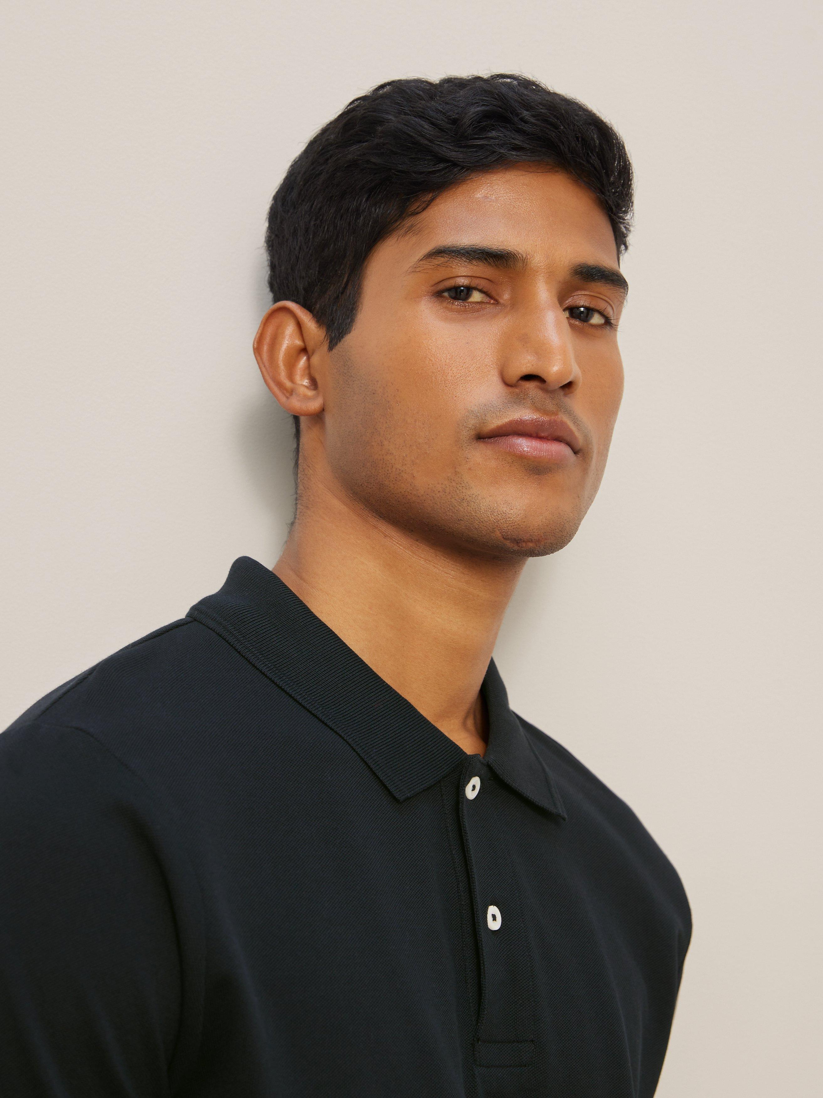 Product image 5 of 5, which shows John Lewis Supima Cotton Jersey Polo Shirt, Black, S