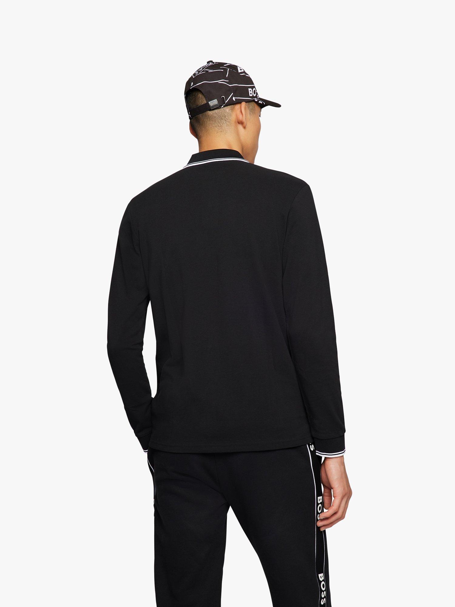 BOSS Pchup Long Sleeve Polo Shirt, Black, S