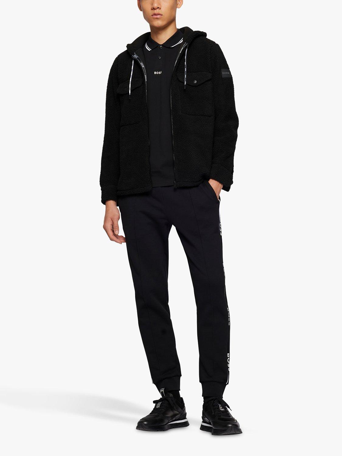 BOSS Pchup Long Sleeve Polo Shirt, Black, S