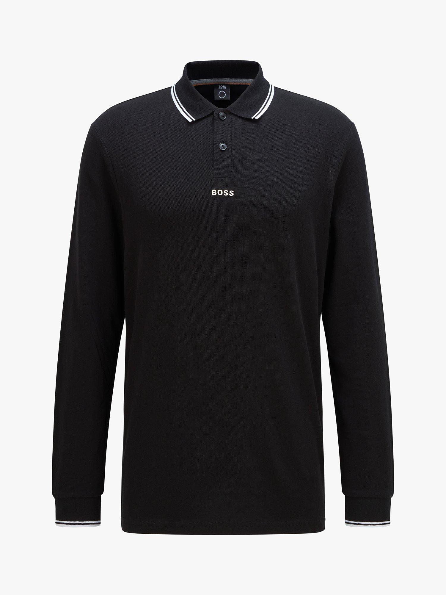 BOSS Pchup Long Sleeve Polo Shirt, Black, S