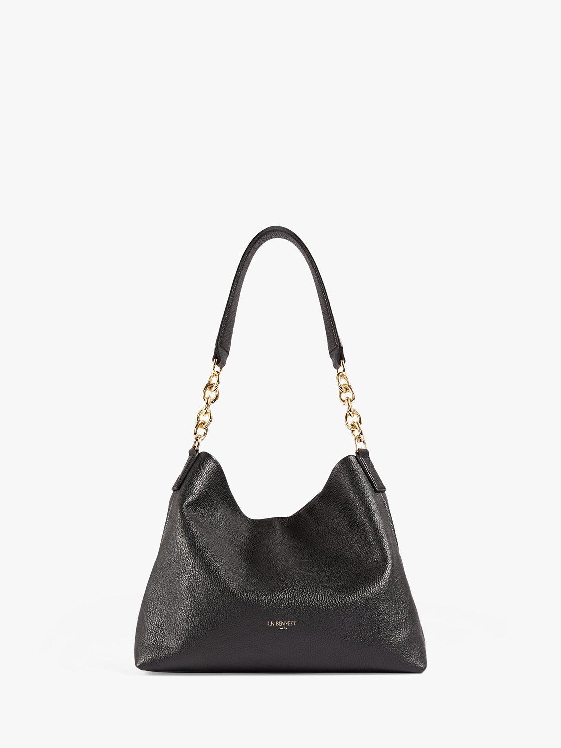 L.K.Bennett Rebecca Leather Slouch Shoulder Bag, Black