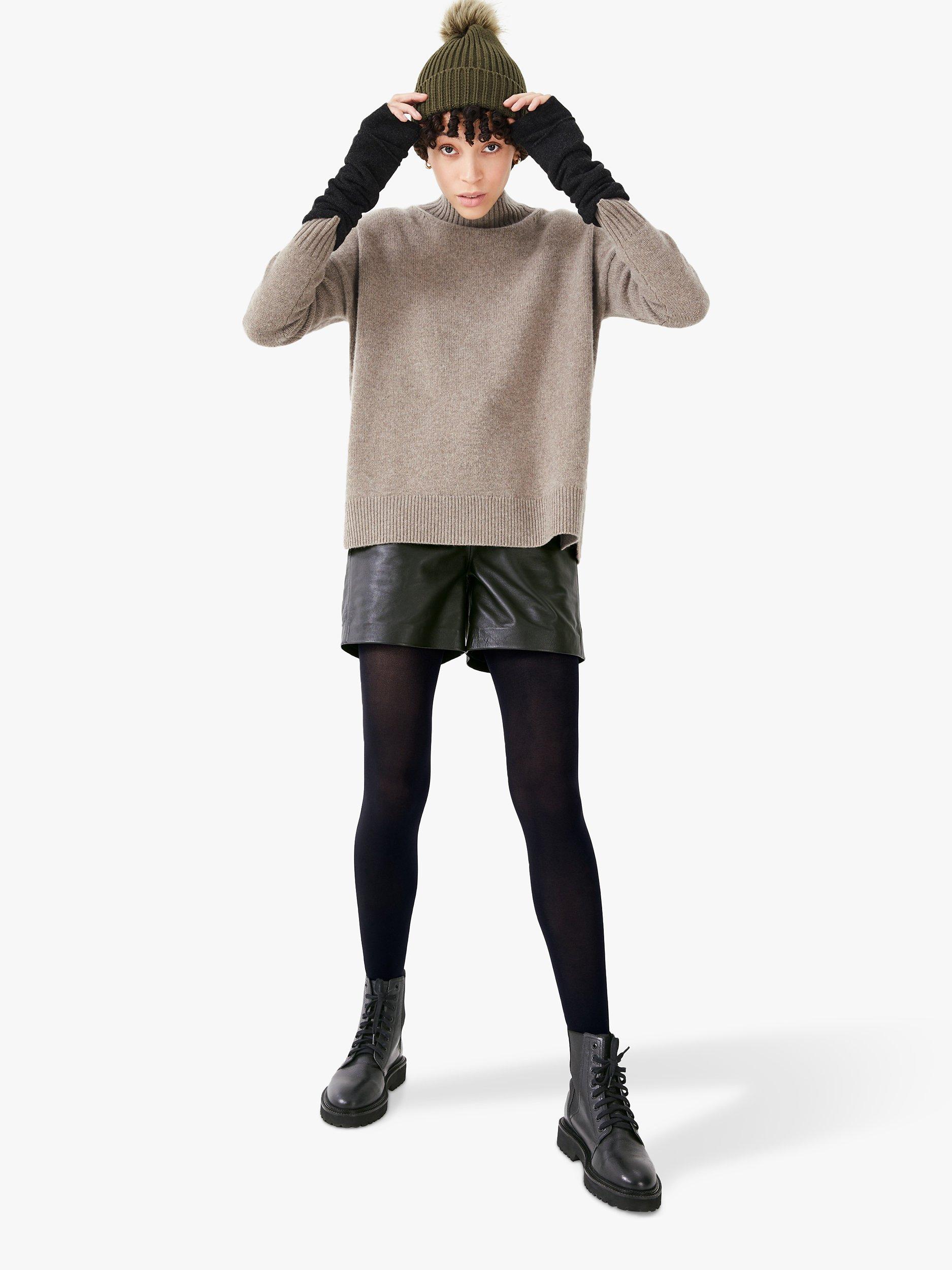 Product image 2 of 2, which shows HUSH Ellie Pom Pom Beanie Hat, Khaki/Natural, One