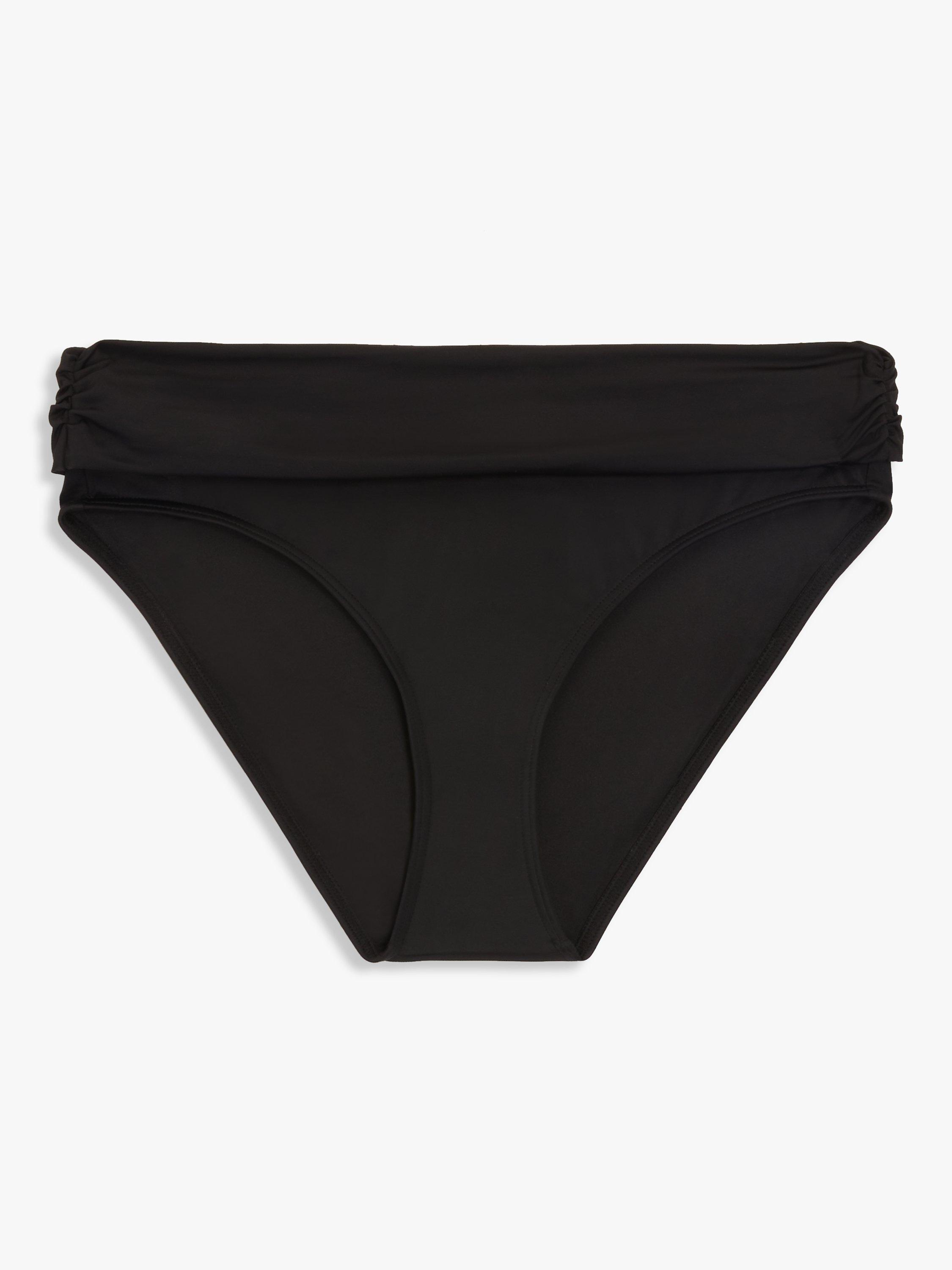 John Lewis Plain Fold Down Bikini Bottoms, Black, 8