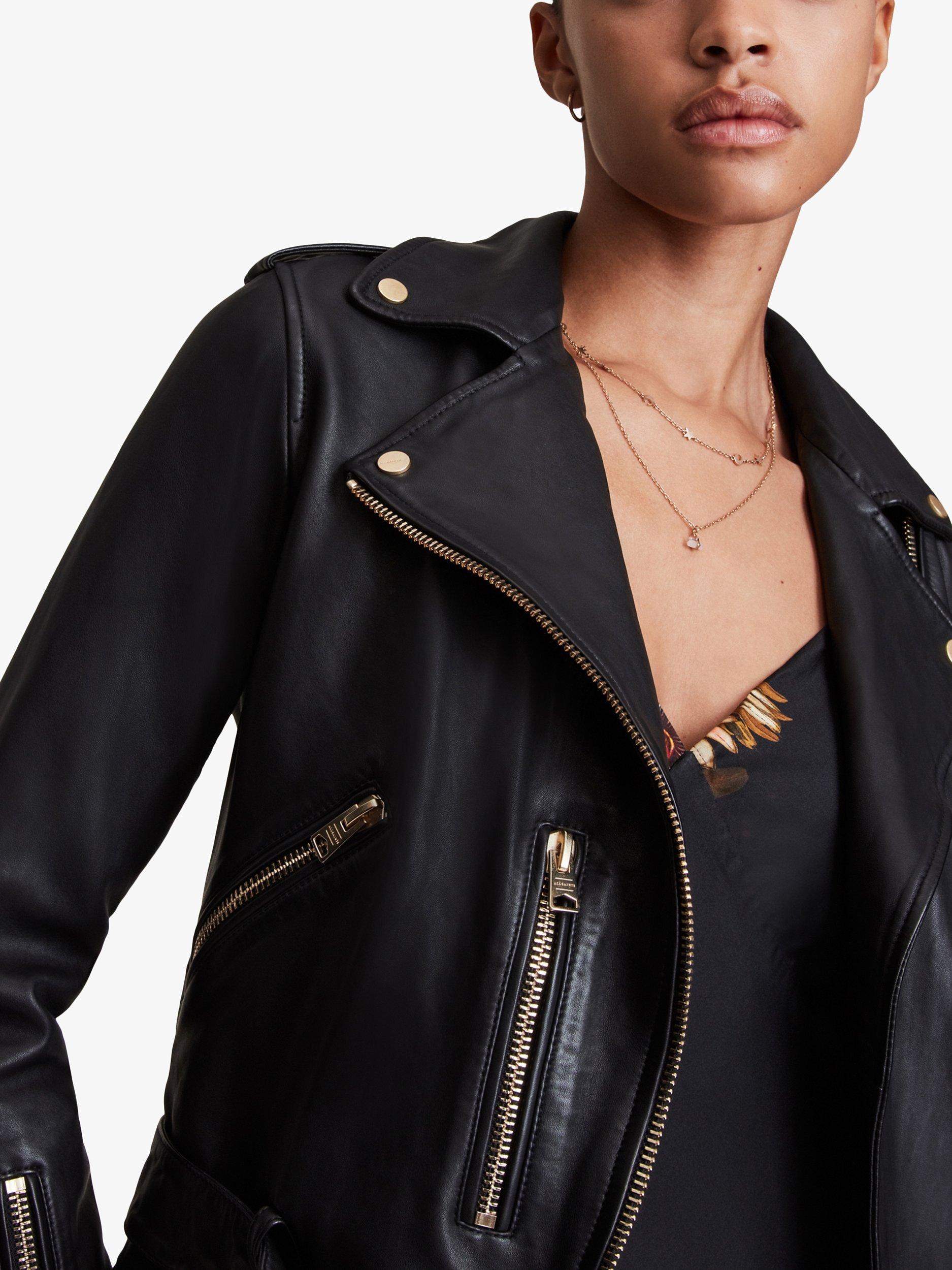 Product image 5 of 6, which shows AllSaints Balfern Leather Biker Jacket, Black, 6