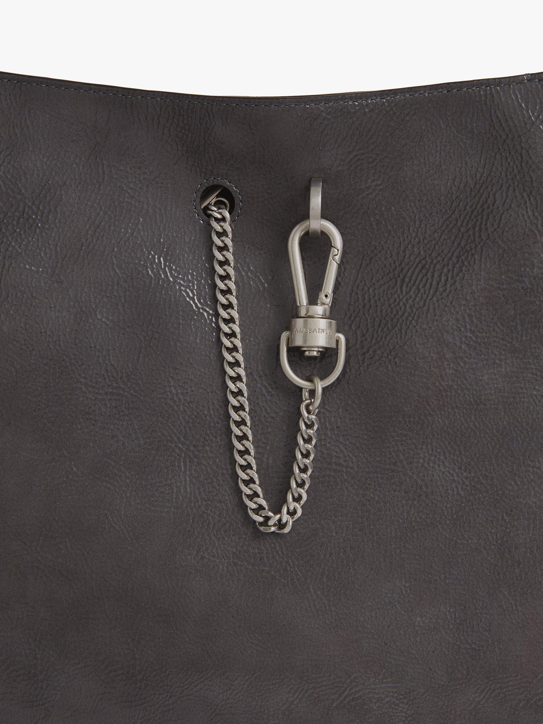 Product image 5 of 7, which shows AllSaints Beaumont Hobo Leather Shoulder Bag, Ash Grey, One Size