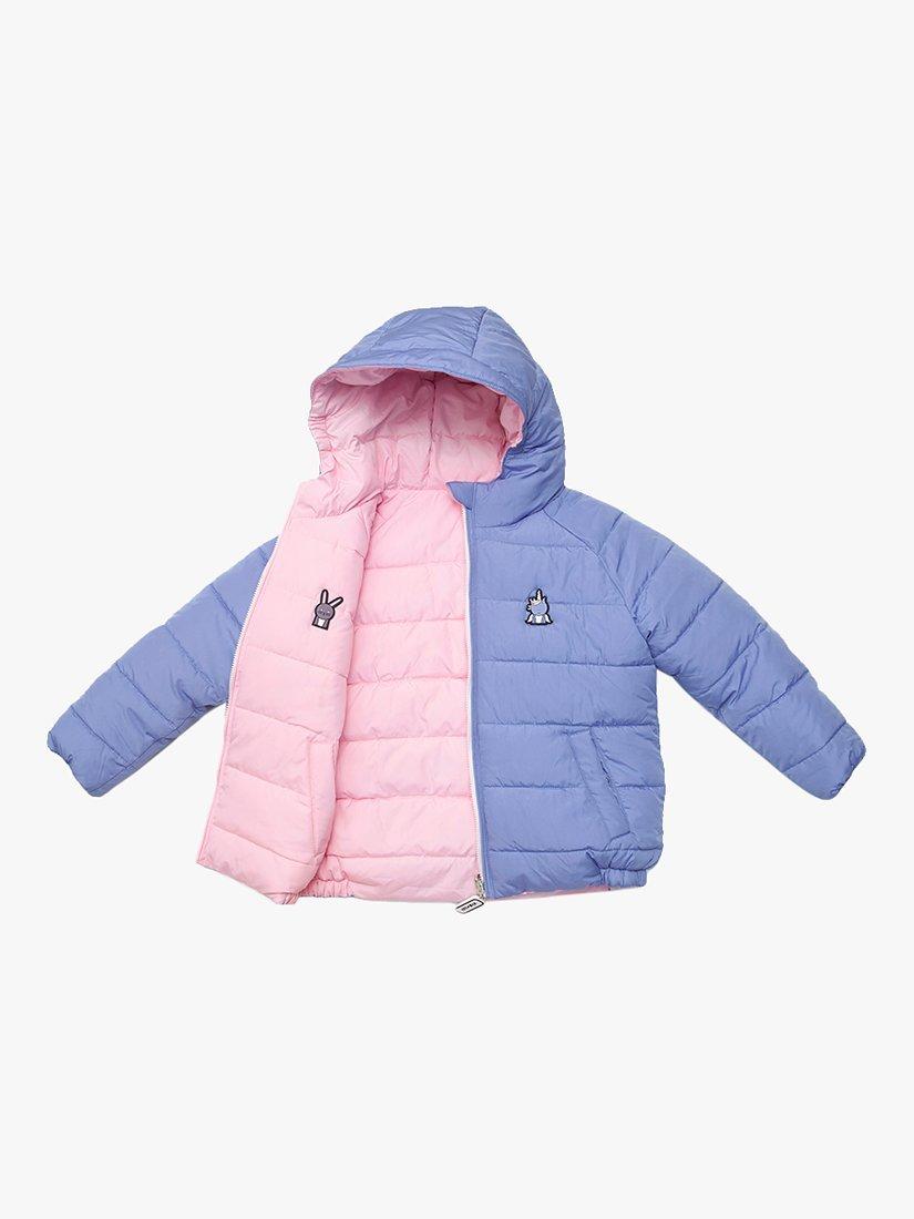 Roarsome Kids' Sparkle Unicorn X Hop Bunny Water Resistant Reversible Puffer Jacket, Lilac/Pink