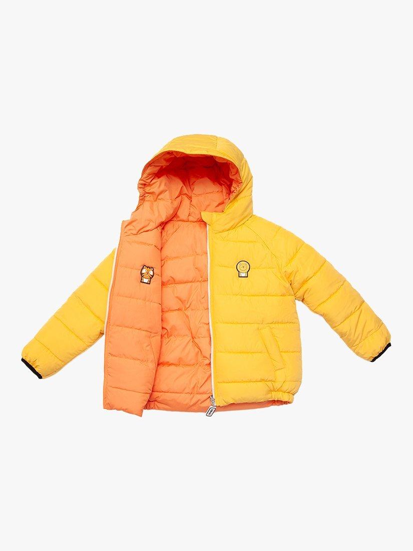 Roarsome Kids' Pounce Tiger X Cub Lion Water Resistant Reversible Puffer Jacket, Orange/Yellow