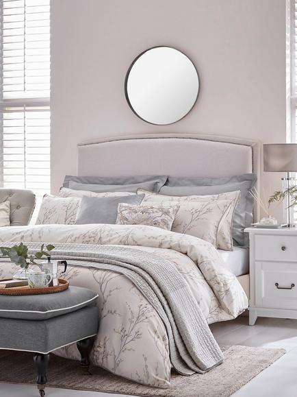 Laura Ashley Pussy Willow 200 Thread Count Duvet Cover Set, Dove Grey