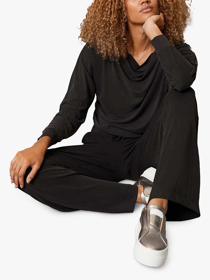 Mint Velvet Wide Leg Jersey Joggers, Dark Grey