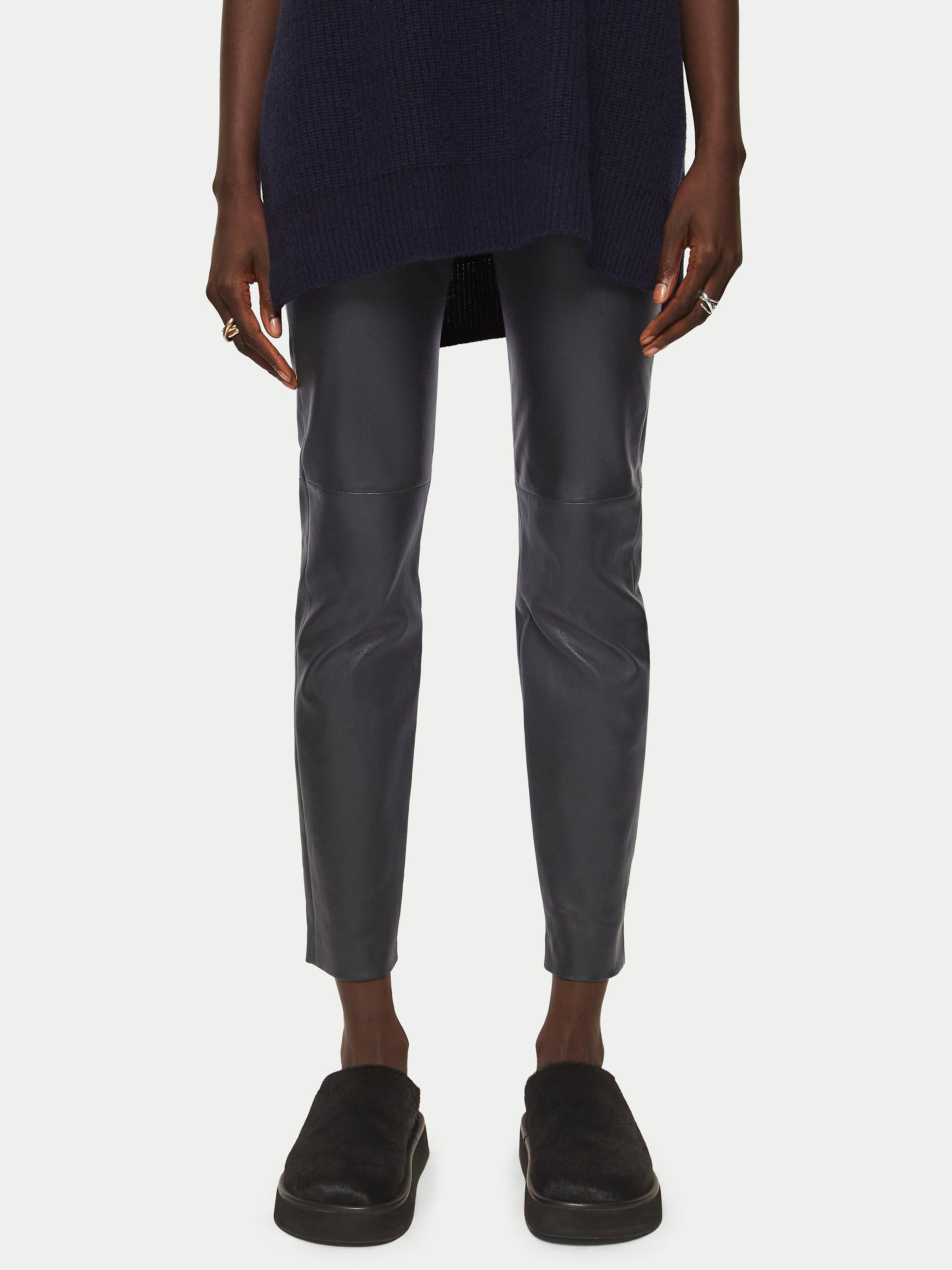 Product image 1 of 4, which shows Jigsaw Stretch Leather Leggings, Black, 6