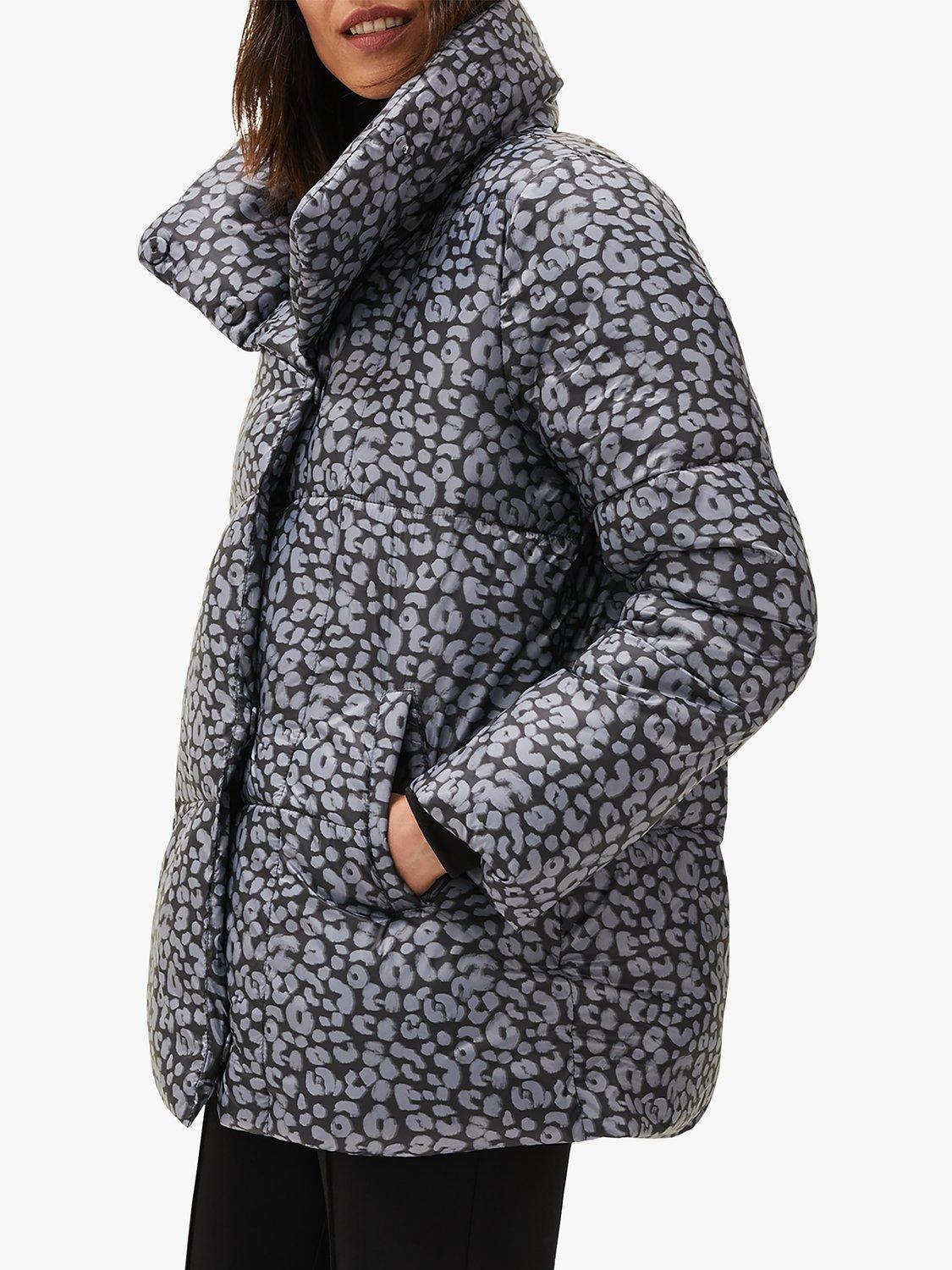 Phase Eight Anny Animal Print Puffer Coat, Grey/Multi