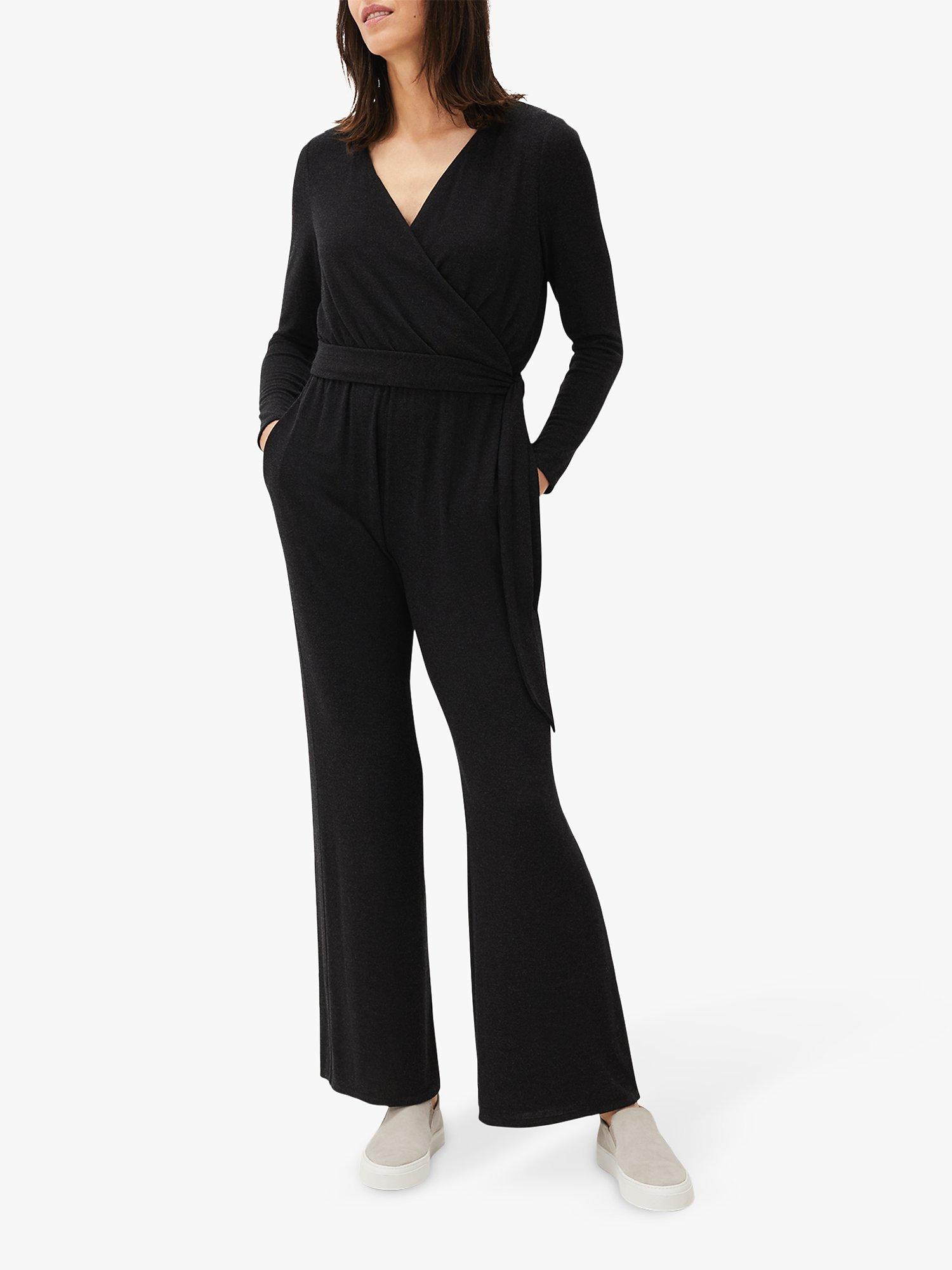 Phase Eight Zarra Wrap Wide Leg Jumpsuit, Charcoal